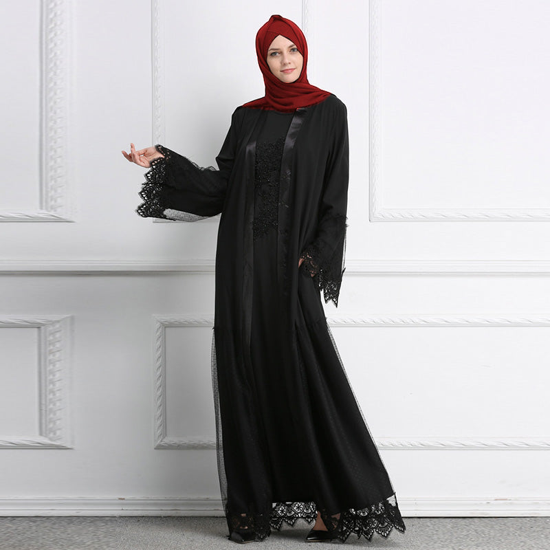 Lace on sale open abaya