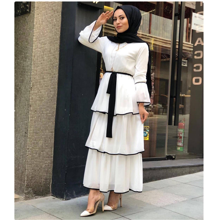 Arab fashion black and white dress