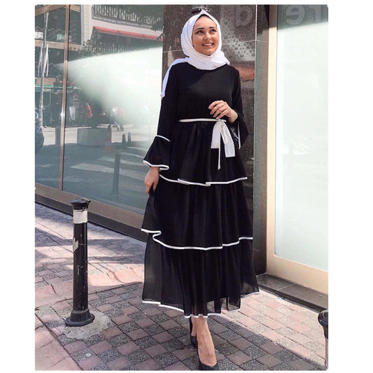 Arab fashion black and white dress