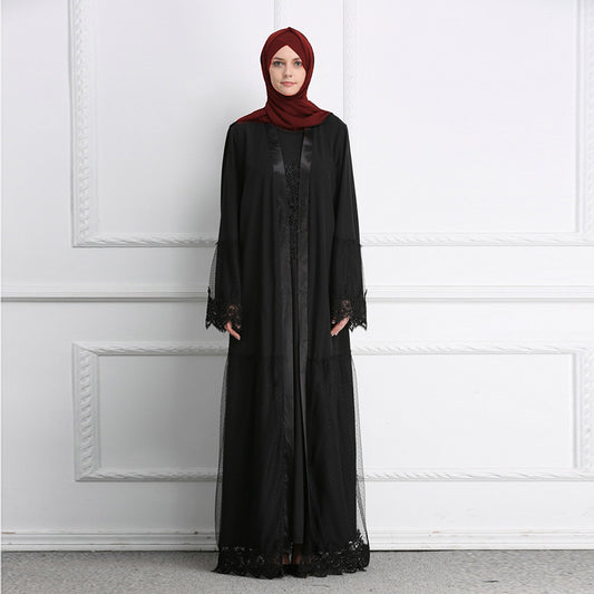 Dubai Robe Lace Open Abaya Malaysian National Style