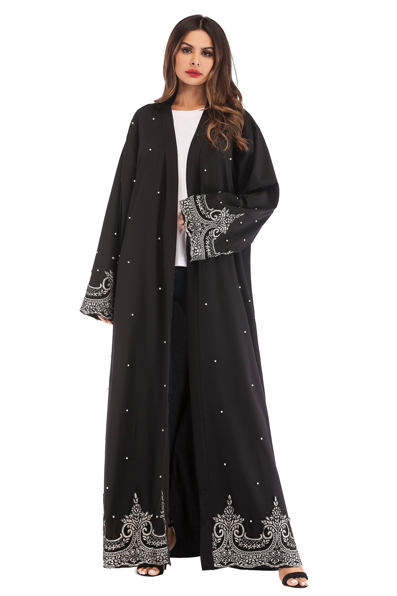 Long-sleeved Embroidered Beaded Robe