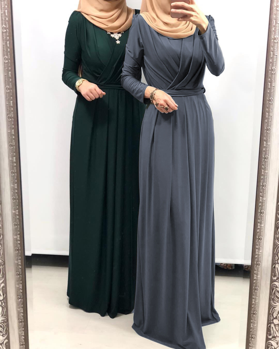 Solid Color Long Dress Modest