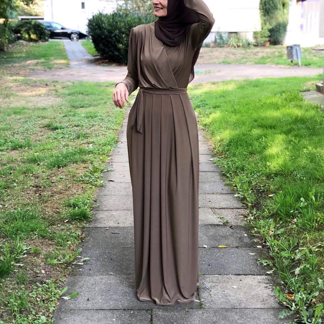 Solid Color Long Dress Modest