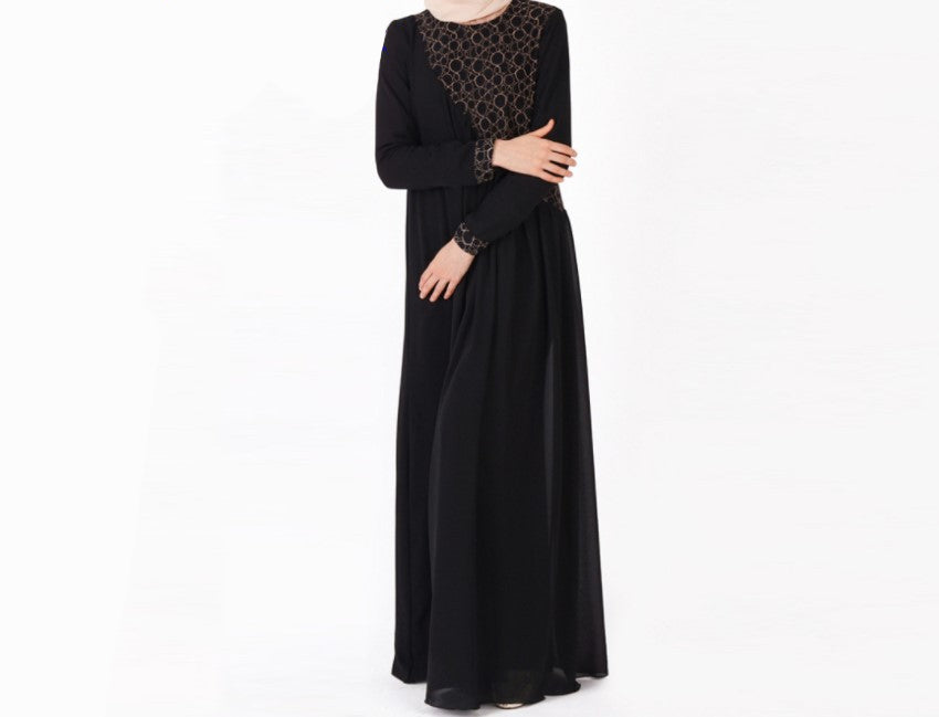 Arab Dubai Long Sleeve Chiffon Dress