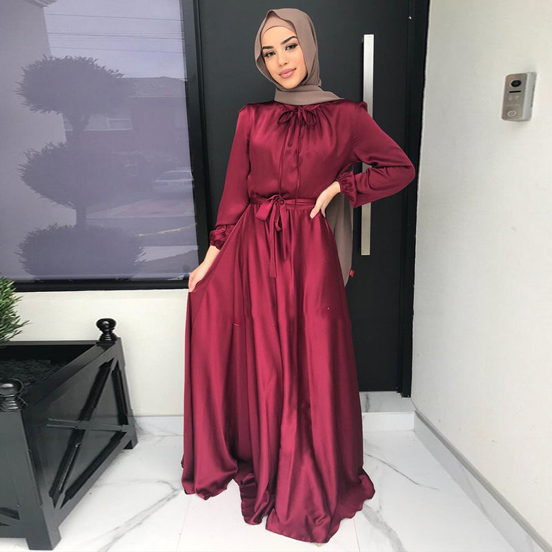 Arab Women's Solid Color Dress