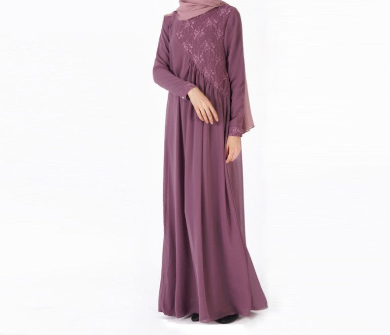 Arab Dubai Long Sleeve Chiffon Dress