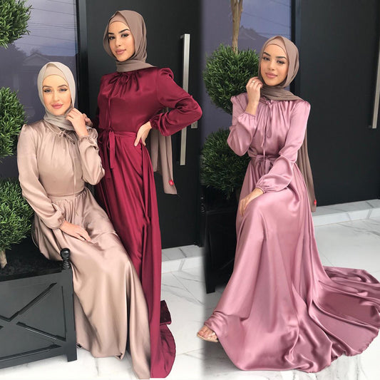 Arab Women's Solid Color Dress