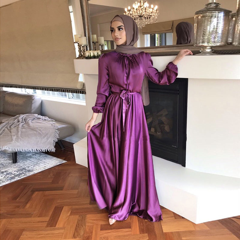 Arab Women's Solid Color Dress