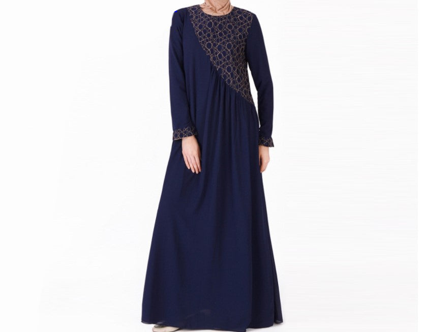 Arab Dubai Long Sleeve Chiffon Dress