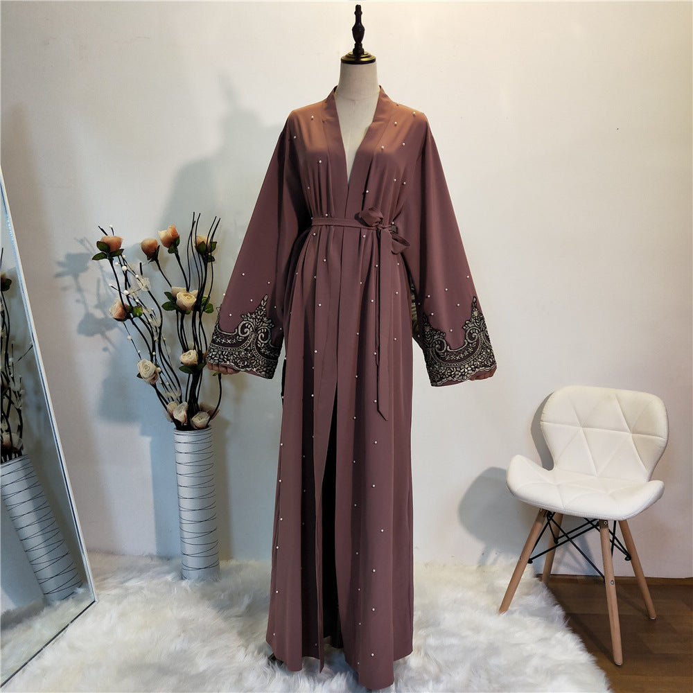 Long-sleeved Embroidered Beaded Robe