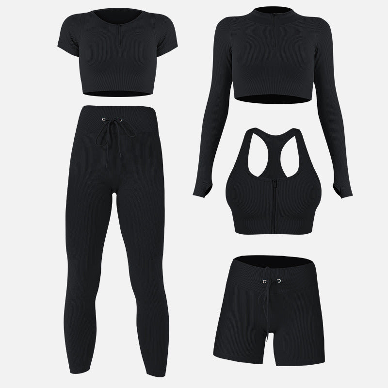 Long-sleeve Hip Lift Quick-drying Five-piece Set